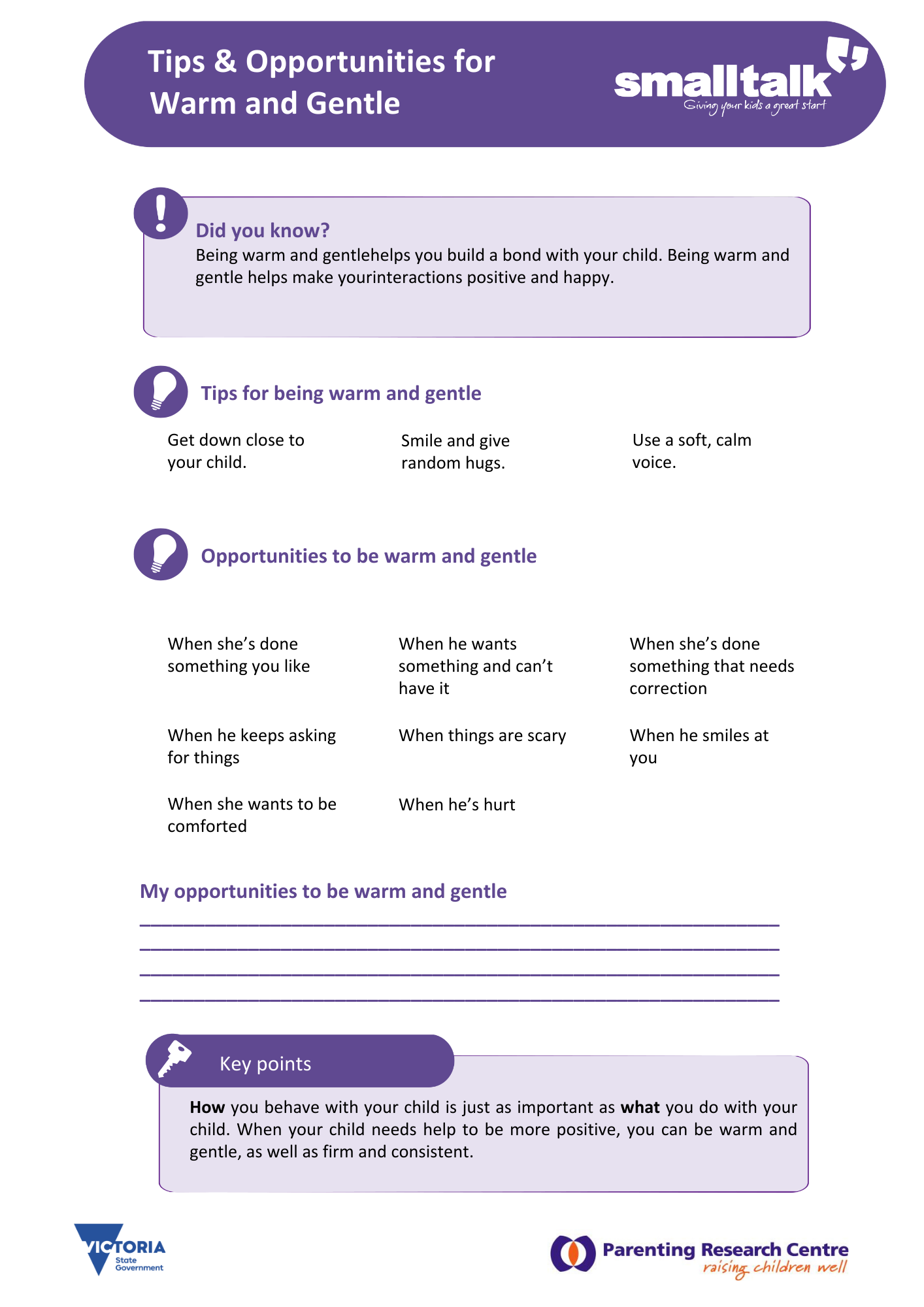 Warm and Gentle – Smalltalk Tip Sheet